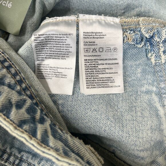 Wide Leg Jeans Women 6 Blue Mid Rise Light Wash H&M Divided Y2K Style 31 x 30 - Picture 8 of 14